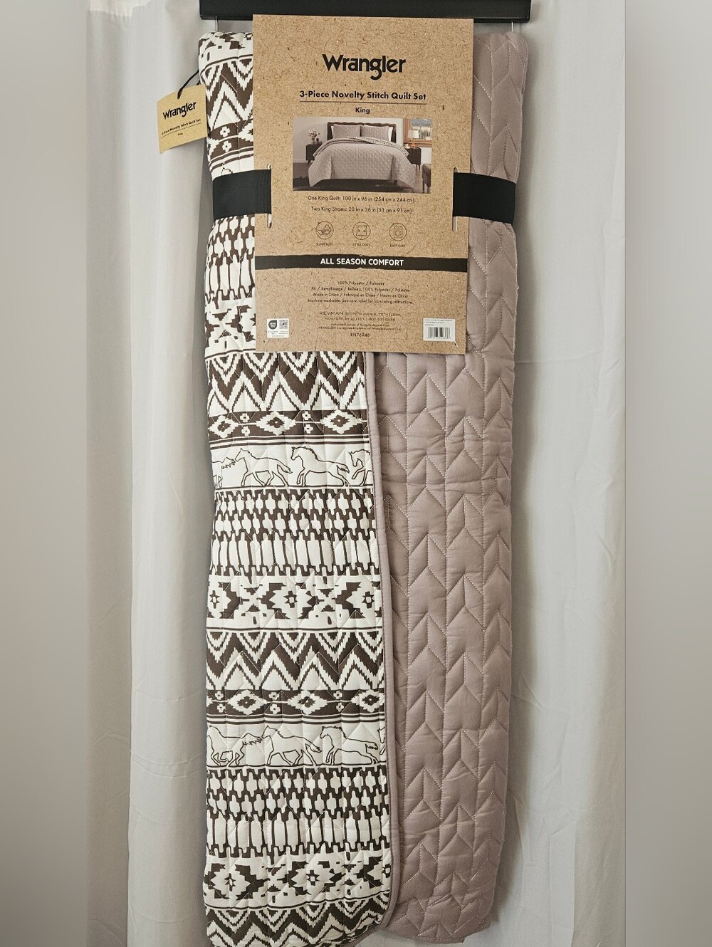 Wrangler 3-Piece King Quilt Set | NWT | Reversible Western Horse Print